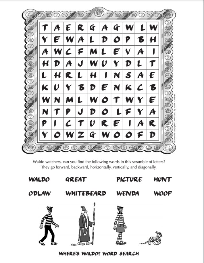 Where's Waldo Word Search Worksheet